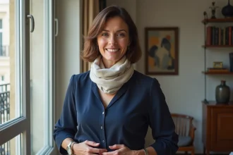 Femme élégante dans un salon parisien moderne