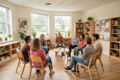 Groupe de parents discutant lors d'un atelier parentalité