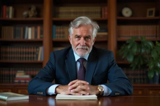 Homme d'affaires en costume dans un bureau élégant