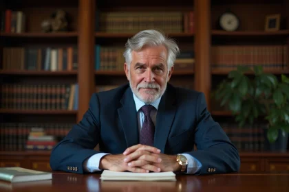 Homme d'affaires en costume dans un bureau &eacute;l&eacute;gant