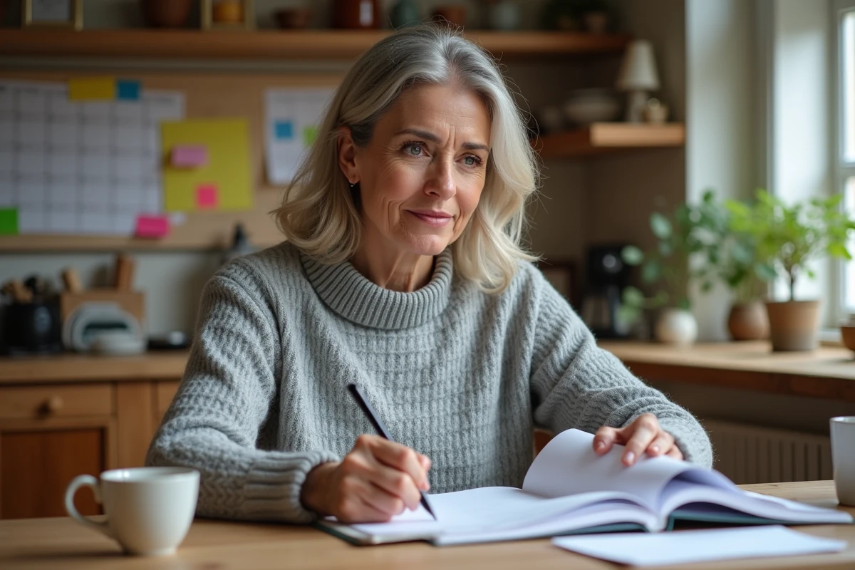 Mère planifiant les vacances scolaires en comparant les calendriers scolaires anglais et écossais